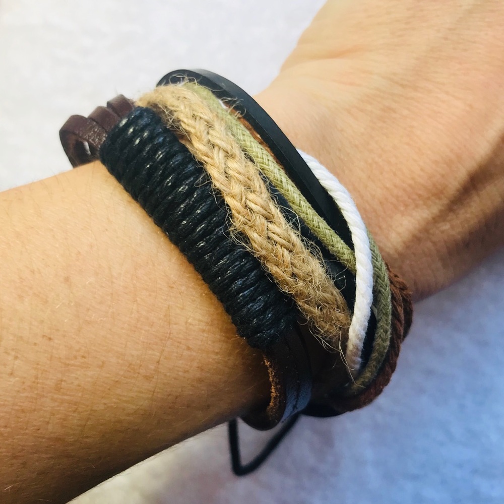 Paparazzi Leather and Hemp Adjustable Bracelet